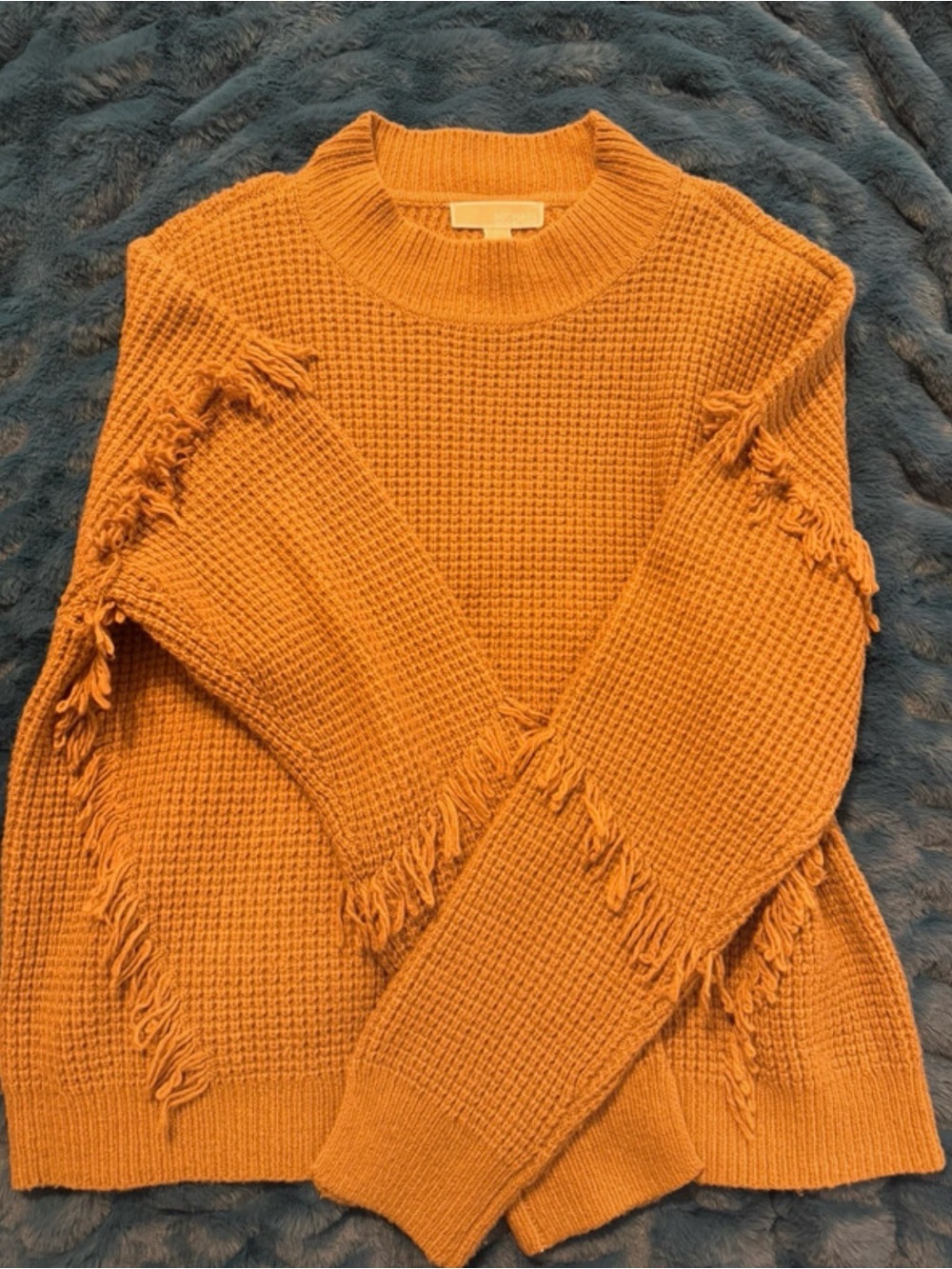 Michael Kors Mustard Fringe Crewneck Sweater - Picture 2 of 3